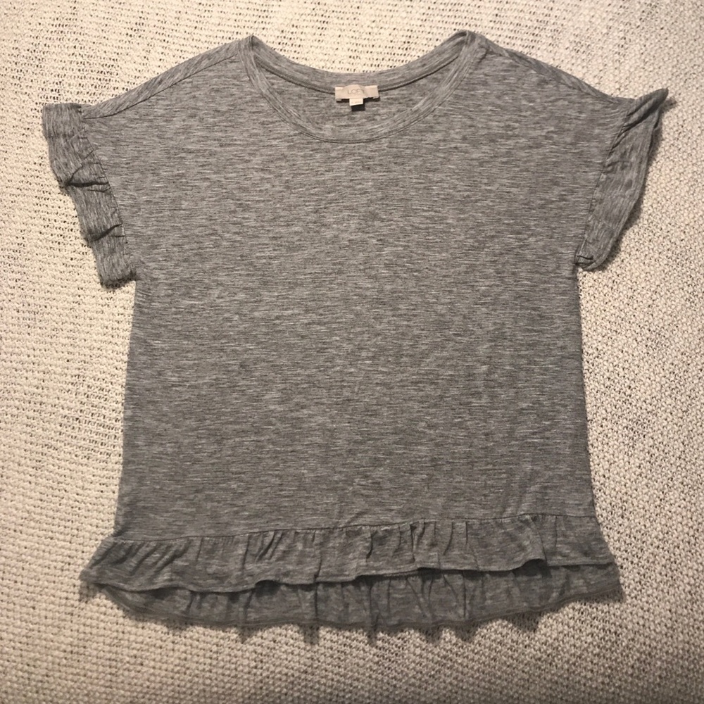 Loft Short Sleeve Ruffle Hem T-shirt